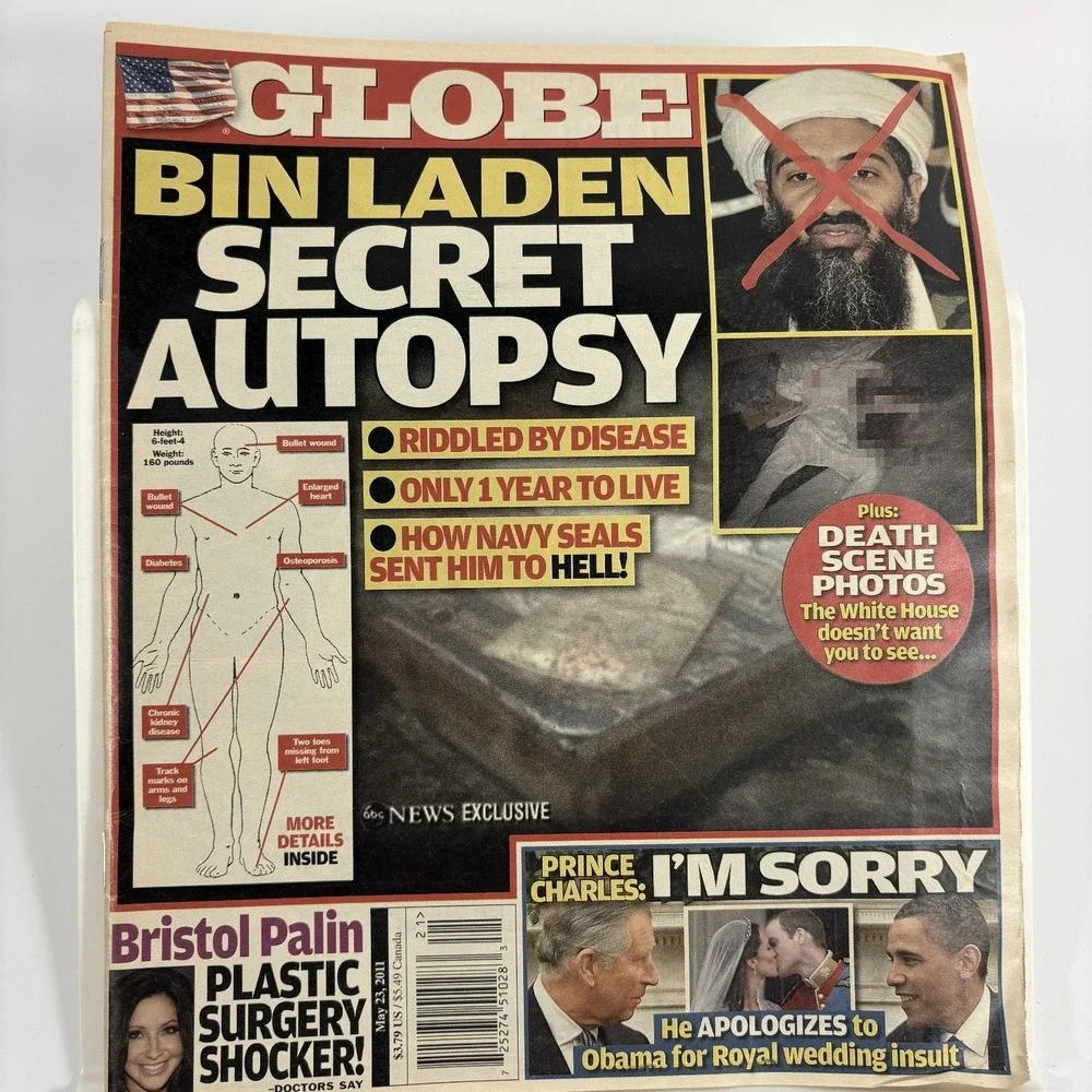 Globe Magazine May 23 2011 Bin Laden Secret Autopsy Death Photos